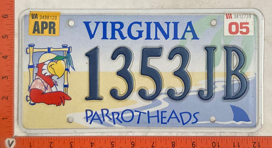 2005 Virginia #1353JB Passenger License Plate