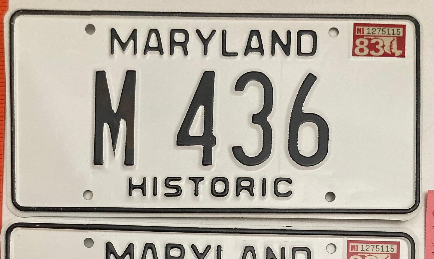 1983 Maryland #M 436 Historic License Plate