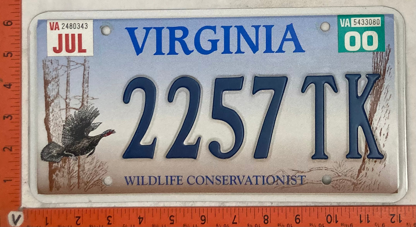 2000 Virginia #2257TK Passenger License Plate