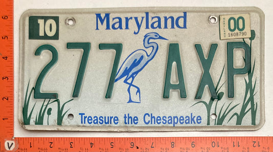 2000 Maryland #277 AXP Treasure the Chesapeake Passenger License Plate