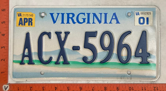 2001 Virginia #ACX-5964 Passenger License Plate