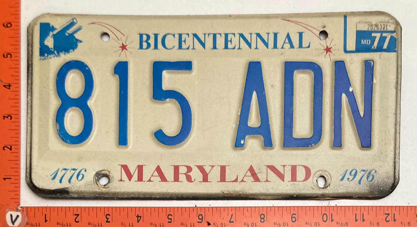 1977 Maryland #815 ADN Passenger Bicentennial License Plate