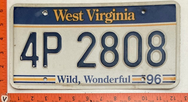 1996 West Virginia #4P 2808 Passenger License Plate