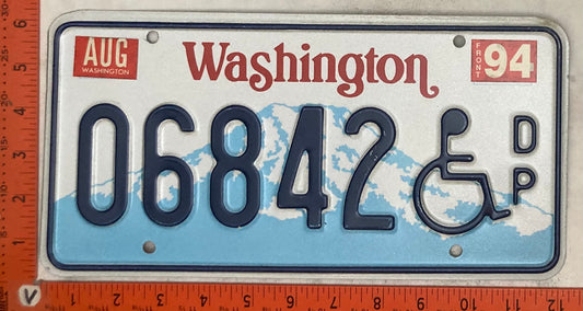 1994 Washington #06842 Passenger License Plate (Handicapped)