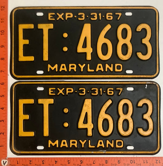 1967 Maryland #ET:4683 Passenger License Plate