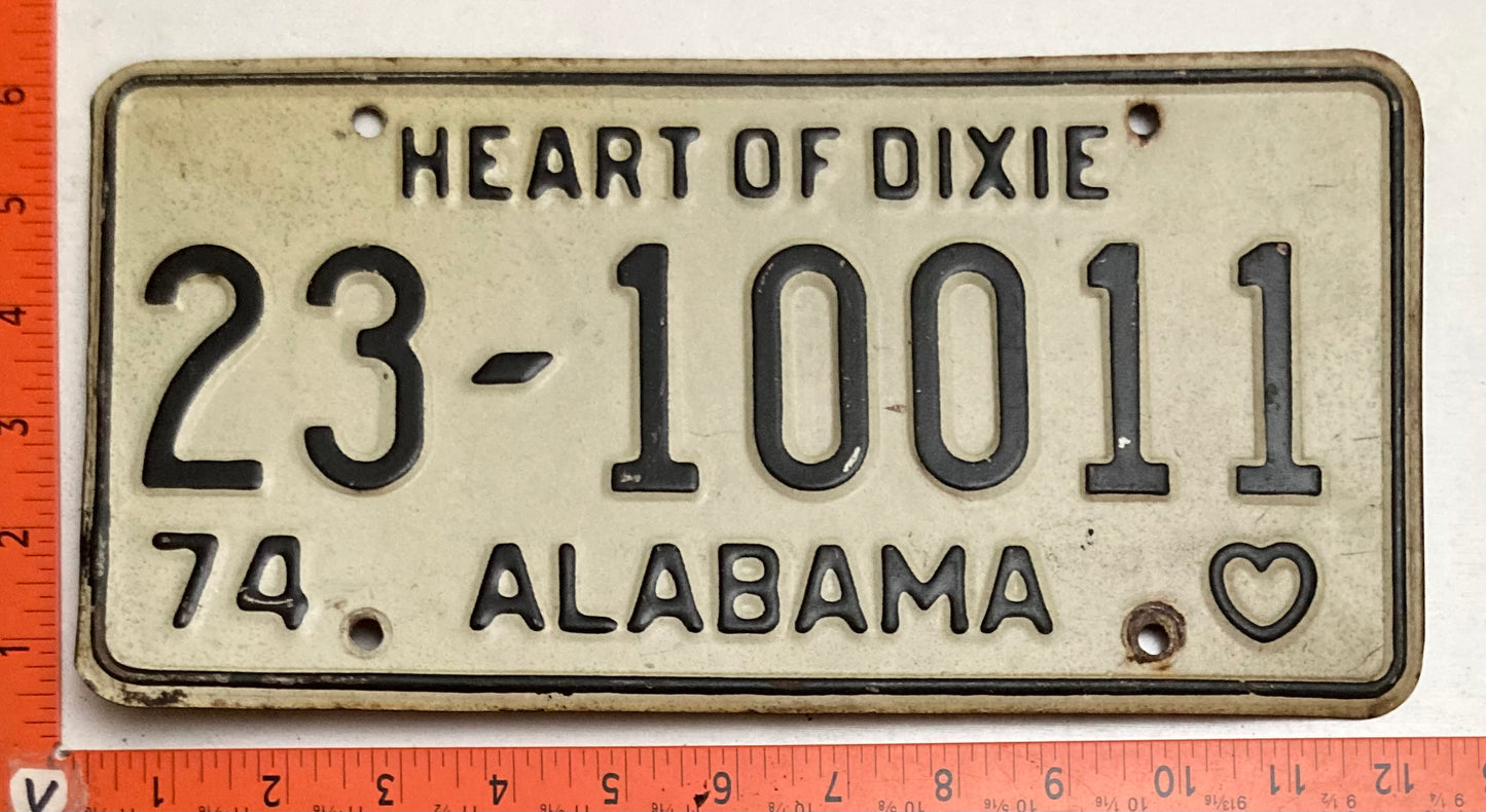 1974 Alabama #23-10011 Passenger License Plate