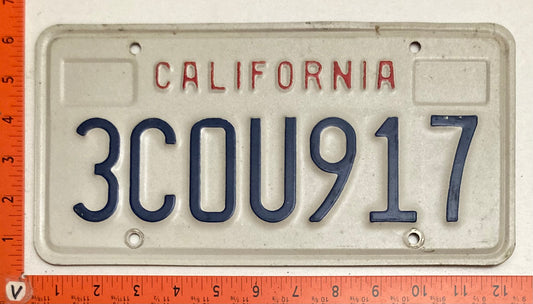 California # 3COU917 Passenger License Plate