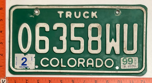 1999 Colorado #06358WU Truck License Plate