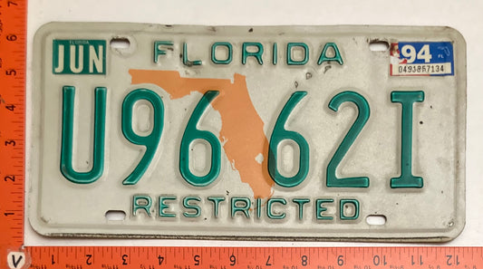 1994 Florida #U96 62I Restricted License Plate