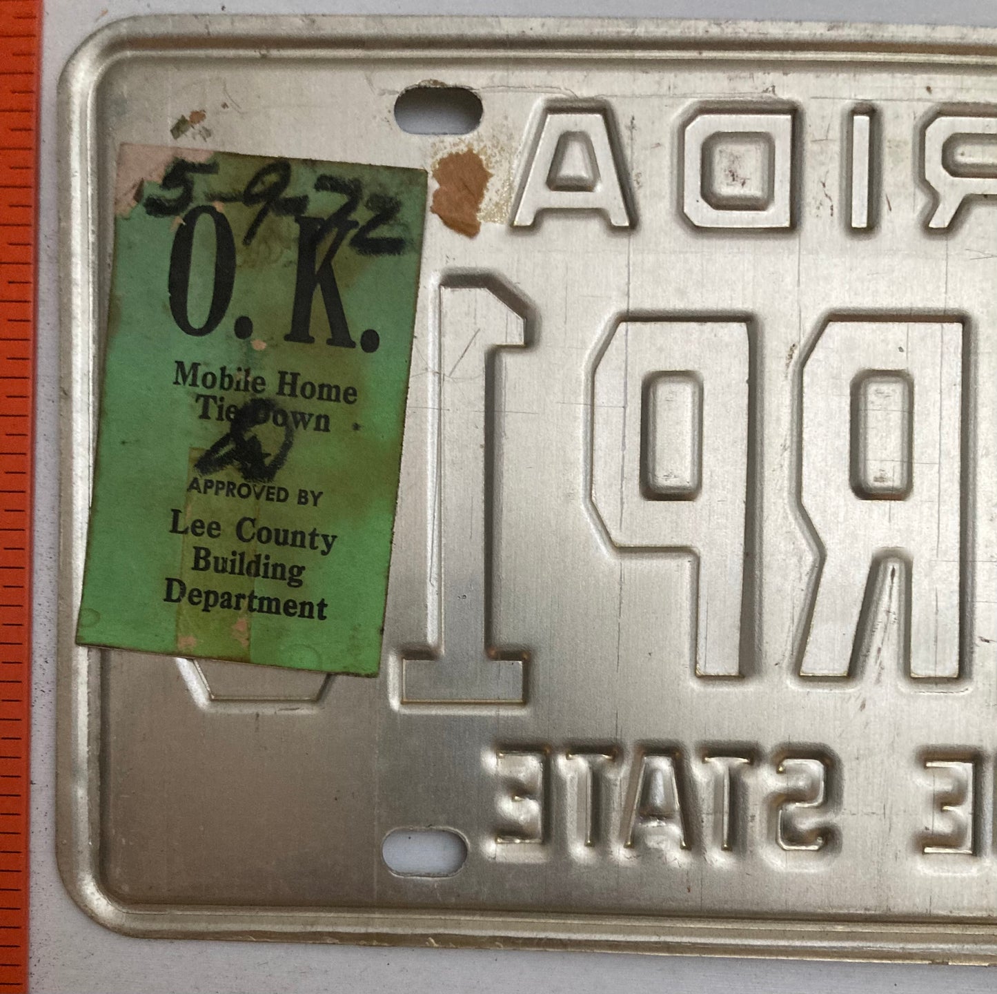 1972 Florida #2562RP18 Real Property License Plate