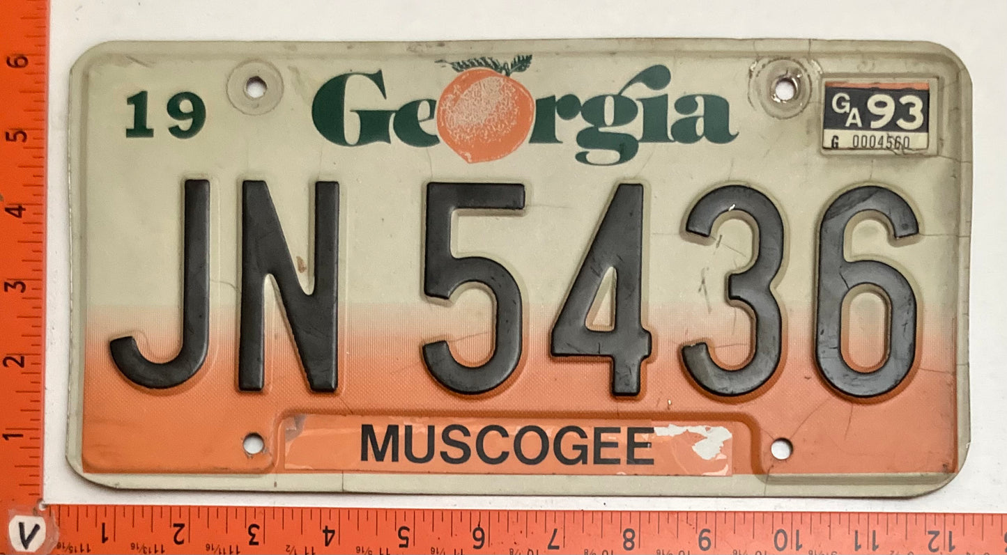 1993 Georgia #JN5436 Light Truck License Plate