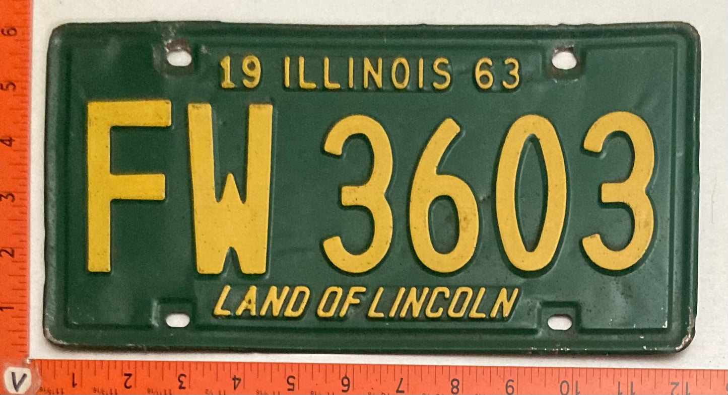 1963 Illinois #FW 3603 Passenger License Plate