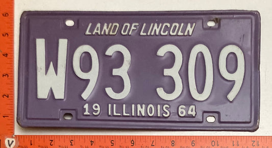 1964 Illinois #W93-309 Passenger License Plate