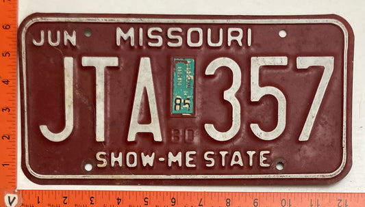 1985 Missouri #JTA 357 Passenger License Plate