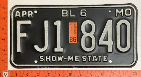1986 Missouri #FJ1 840 Truck License Plate