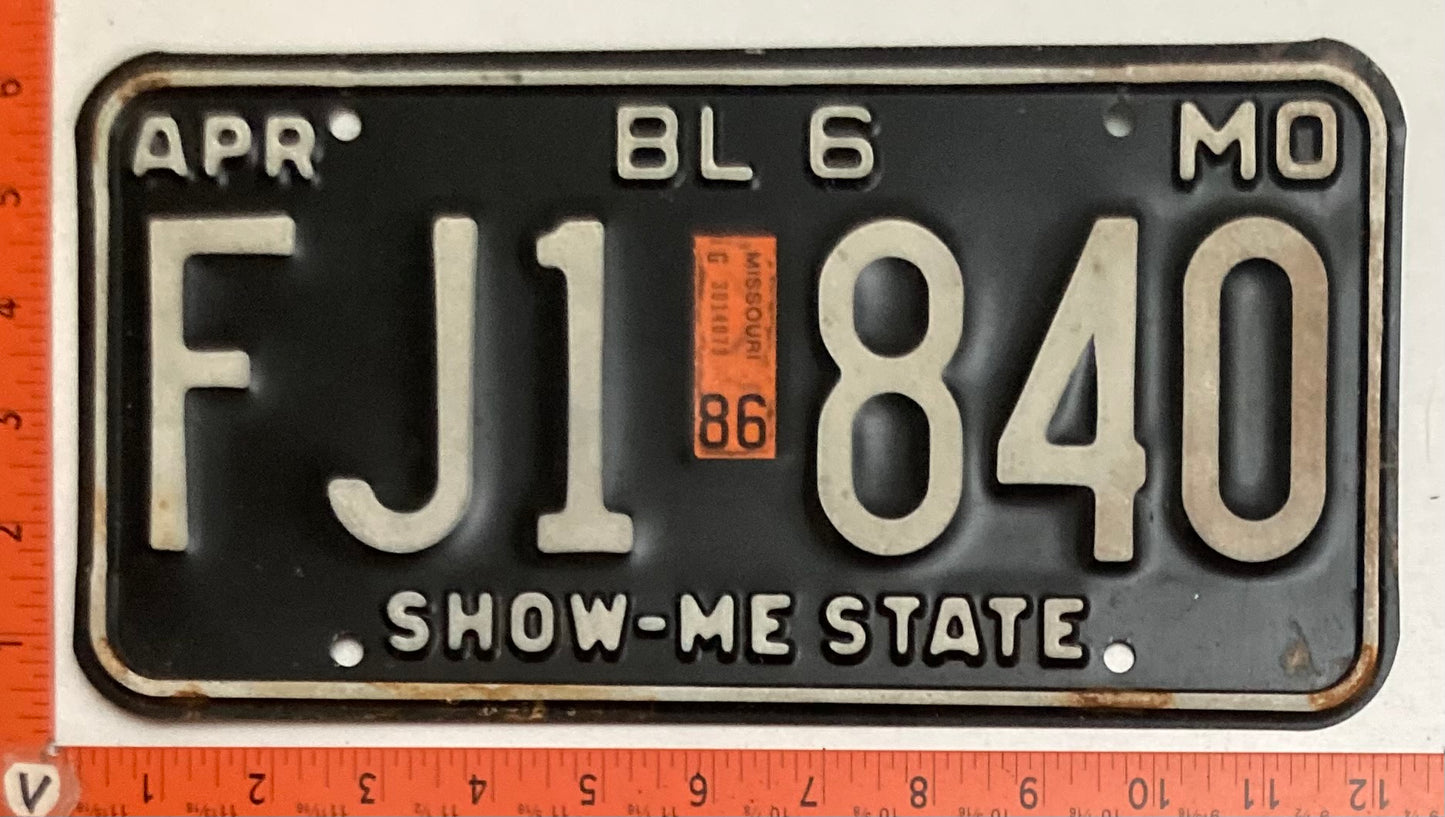 1986 Missouri #FJ1 840 Truck License Plate