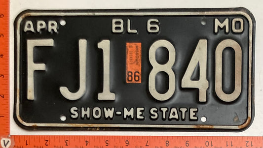 1986 Missouri #FJ1 840 Truck License Plate