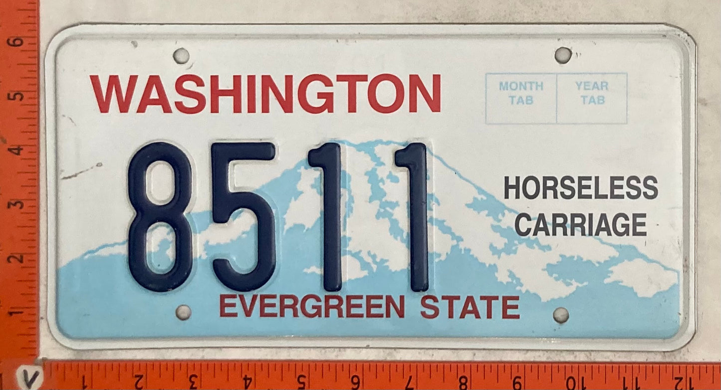 Undated Washington #8511 Horseless Carriage Passenger License Plate