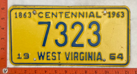 1964 West Virginia #7323 Passenger License Plate