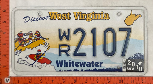 2010 West Virginia #W/R 2107 Passenger License Plate