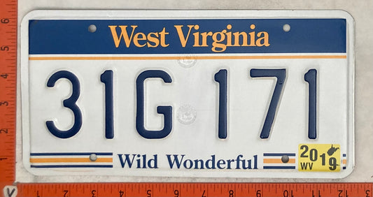 2019 West Virginia #31G 171 Passenger License Plate