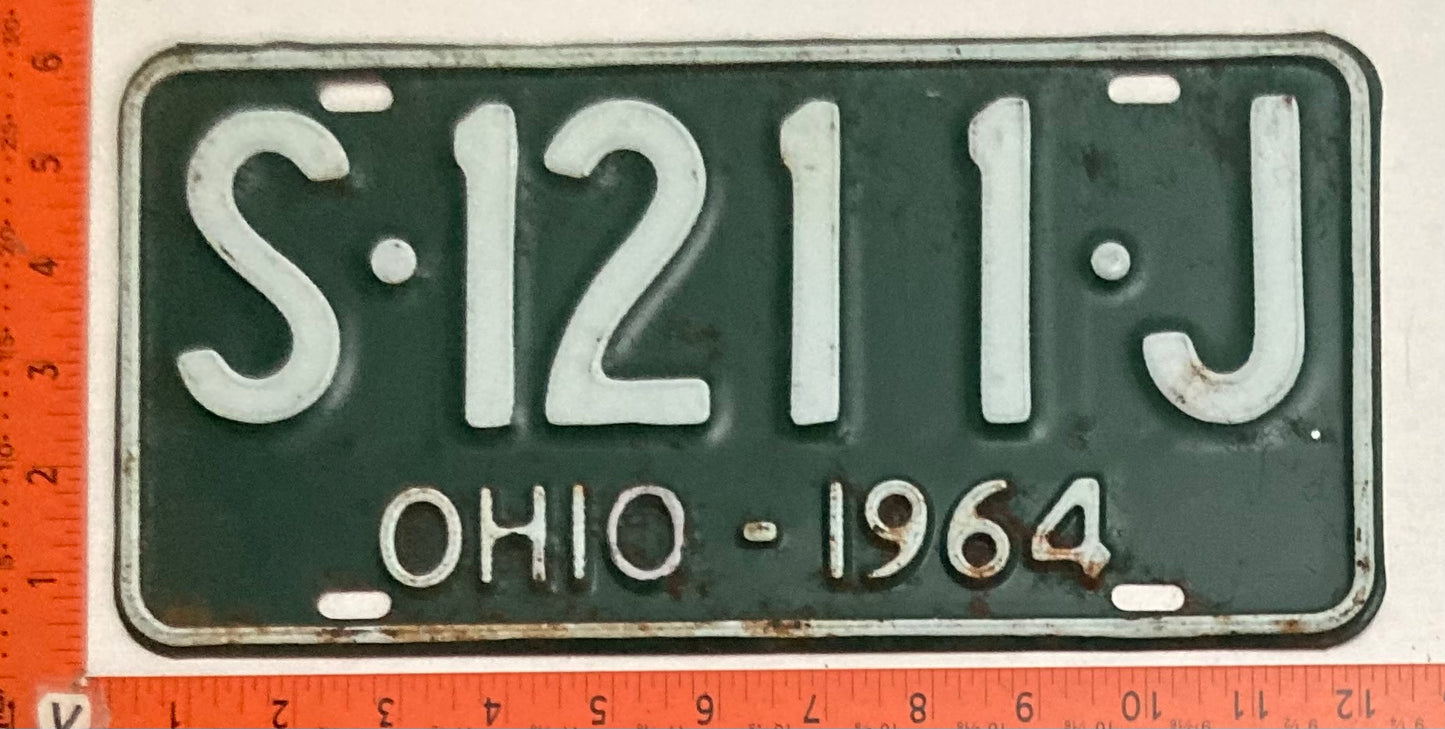 1964 Ohio #S-1211-J Passenger License Plate