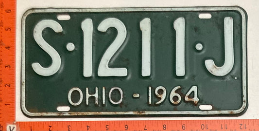 1964 Ohio #S-1211-J Passenger License Plate