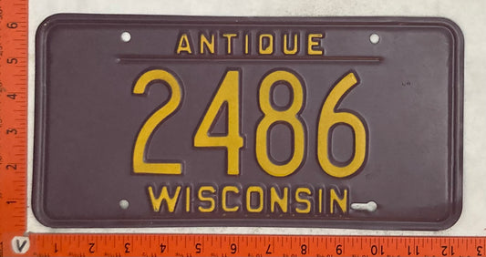 Undated Wisconsin #2486 Antique Passenger License Plate