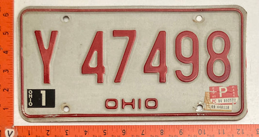 1980 Ohio #Y 47498 Passenger License Plate