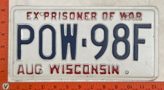 Undated Wisconsin #POW-98F Prisoner of War Passenger License Plate