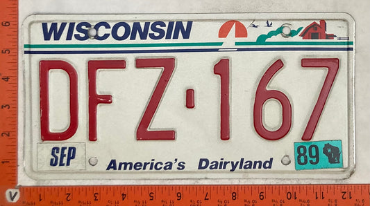 1989 Wisconsin #DFZ-167 Passenger License Plate