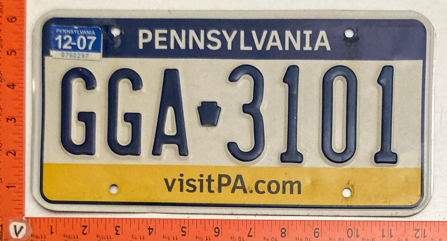2007 Pennsylvania #GGA 3101 Passenger License Plate