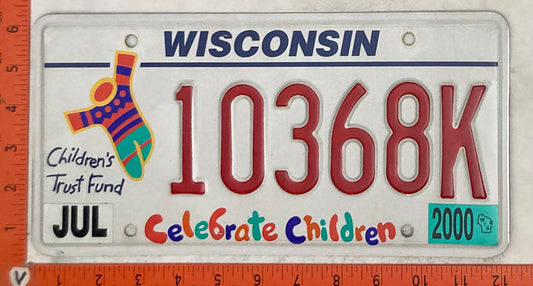 2000 Wisconsin #10368K Passenger License Plate