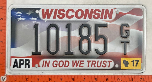 2017 Wisconsin #10185 G/T Passenger License Plate