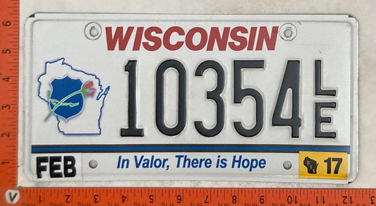 2017 Wisconsin #10354 L/E Passenger License Plate