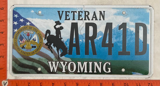 Undated Wyoming #AR41D Veteran Passenger License Plate