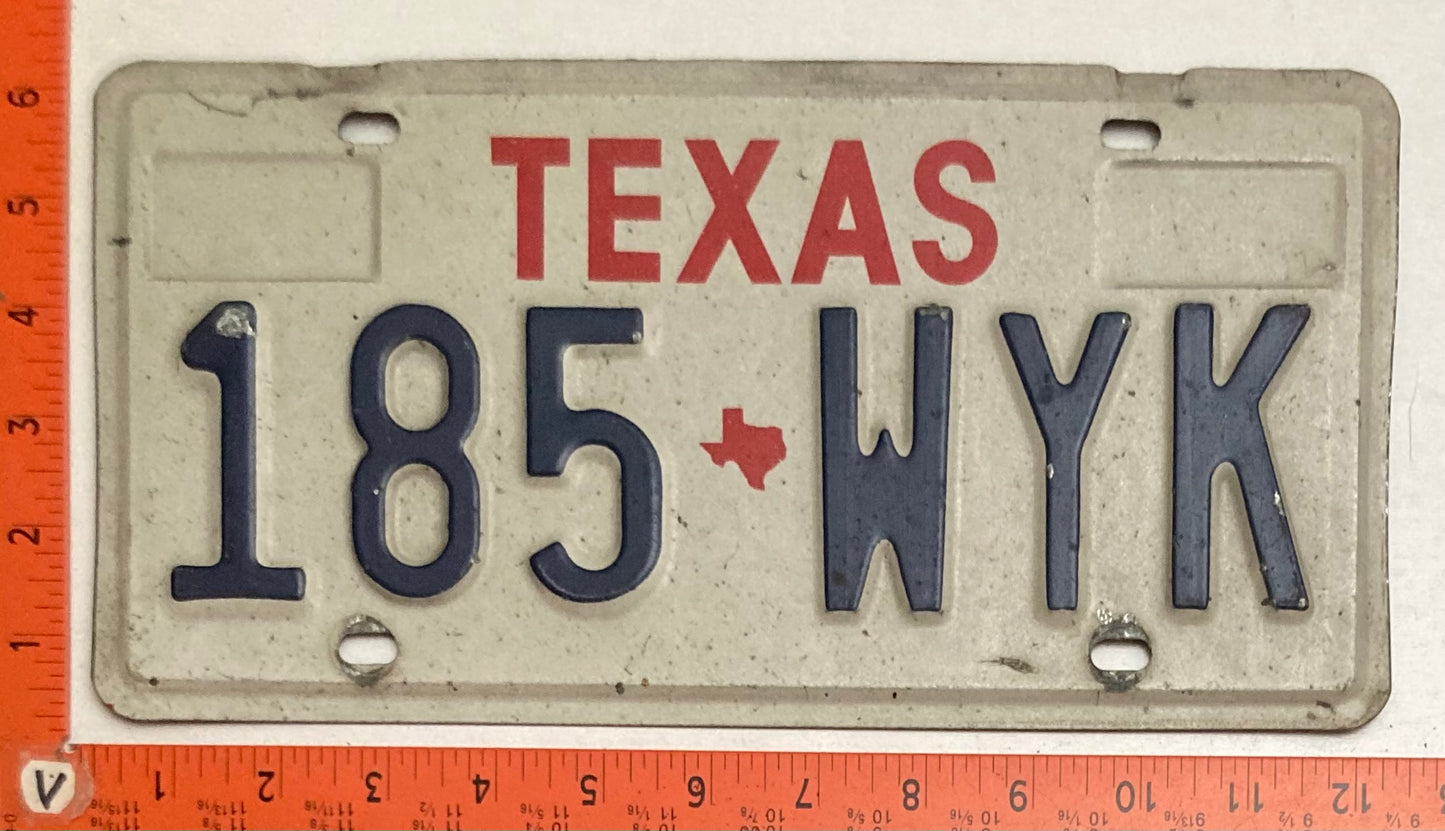 1994 Texas #185 WYK Passenger License Plate