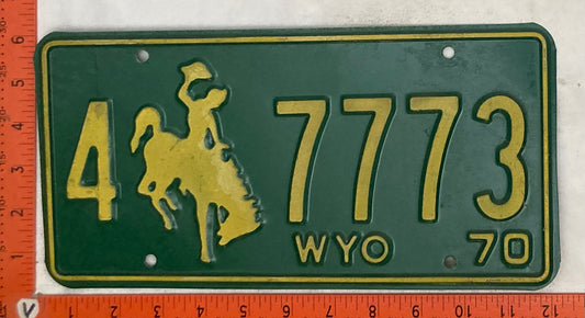 1970 Wyoming #4 7773 Passenger License Plate