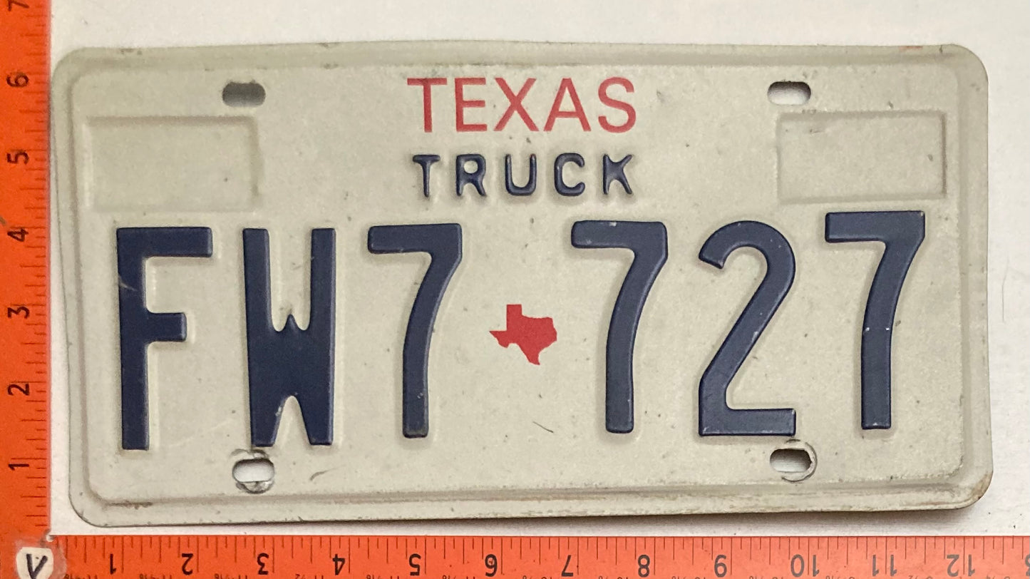 1994 Texas #FW7 727 Truck License Plate
