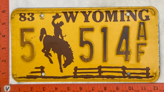 1983 Wyoming #5 514 A/F Passenger License Plate