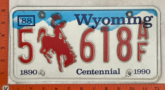 1988 Wyoming #5 618 A/F Passenger License Plate
