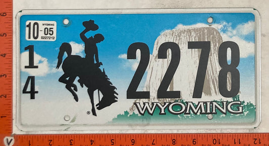 2005 Wyoming #1/4 2278 Passenger License Plate