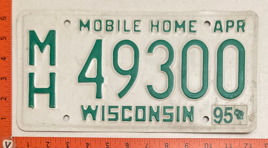 1995 Wisconsin #M/H 49300 Mobile Home License Plate