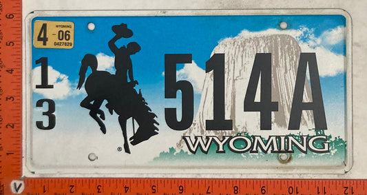 2006 Wyoming #1/3 514 A Passenger License Plate