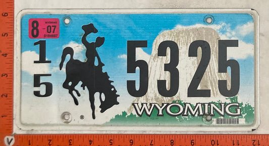 2007 Wyoming #1/5 5325 Passenger License Plate