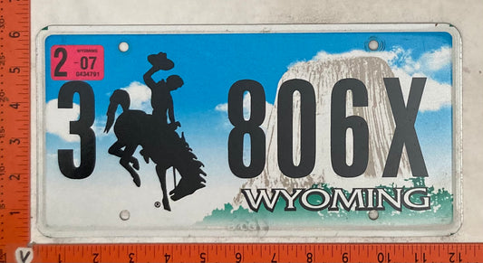 2007 Wyoming #3 806X Passenger License Plate