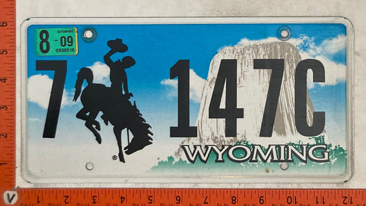 2009 Wyoming #7 147C Passenger License Plate