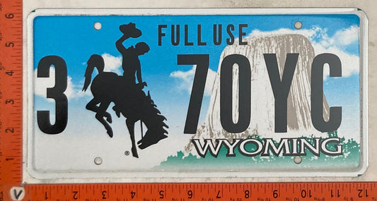 Undated Wyoming #3 70YC Full Use License Plate