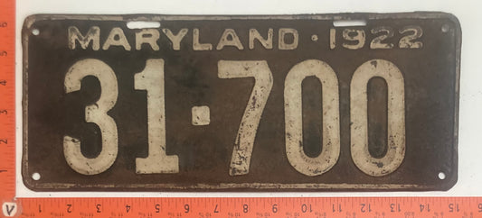 1922 Maryland #31-700 Passenger license plate