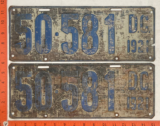 1921 Washington, DC #50-531 Passenger License Plate (Pair)